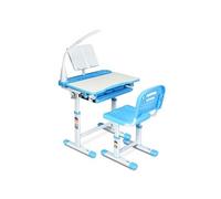 Ensemble Bureau et Chaise avec Lampe Enfants Inclinable 0-40° Hateur Réglable et Table à Dessin avec 1 Tiroir Bleu