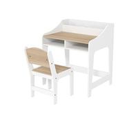 Ensemble bureau et chaise enfant 3-8 ans - 5 compartiments de rangement - blanc effet bois naturel