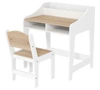 Ensemble bureau et chaise pour enfant - AIYAPLAY - 3 à 8 ans - compartiments et étagères ouverts - effet bois naturel
