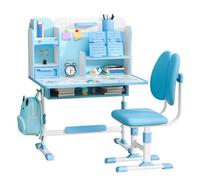 Ensemble bureau et chaise enfant Hauteur réglable, Avec correcteur d'assise, tiroir coulissant, crochets sac à dos, écolier 3-18 ans