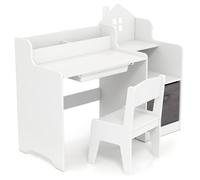 Ensemble bureau et chaise pour enfant avec étagères et tiroir, blanc