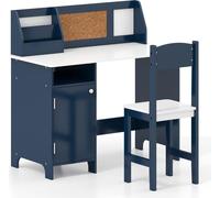 Ensemble bureau et chaise pour enfant avec rangement, bleu