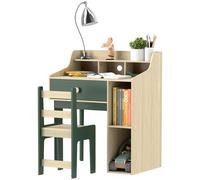 Ensemble bureau et chaise pour enfant avec šŠtagššres de rangement et tiroir, mobilier pour enfants de 3 š€ 10 ans, vert