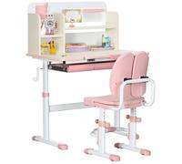 Ensemble bureau et chaise pour enfants - HOMCOM - hauteur réglable et plateau inclinable 0-60° - acier - rose
