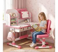 Ensemble bureau et chaise pour enfants, réglable en hauteur, bureau et chaises pour l'école, bureau pour enfants pour chambre à coucher ou bureau, bureaux avec un grand plateau de 80 cm, idées cadeaux