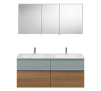 Ensemble burgbad Fiumo, composé d'une armoire de toilette, d'un lavabo en fonte minérale et d'un meuble sous-lavabo, avec façade plissée, largeur : 1420 mm., SGGT142RF3960G0146, Couleur: Tectona décor