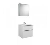 Ensemble burgbad Fiumo, composé d'une armoire de toilette, d'un lavabo en fonte minérale et d'un meuble sous-lavabo, avec façade plissée, largeur : 620 mm., SFXV062RF3958G0146, Couleur: Graphite doux