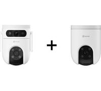 Ensemble [Caméra de surveillance IP Ezviz H8c 4G 2K + Caméra WiFi rotative 2K 2-en-1 Ezviz H9C (3MP+3MP)]