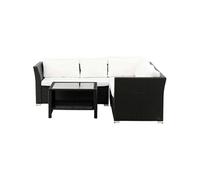 Venture Home – Ensemble canapé d'angle et table basse Haiti – Résine tressée – Blanc/Noir