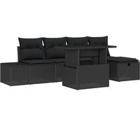 Ensemble Canapé de Jardin Modulaire, 6 Pièces, Poly Rotin, Acier, Rangement Intégré, 8 Personnes, Résistant aux Intempéries et UV