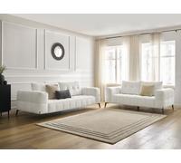 Ensemble canapé droit fixe 3 + 2 places ANIS tissu texturé blanc BOBOCHIC 2 places Blanc