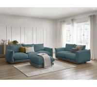 Ensemble canapé droit fixe 3+2 places ERNEST avec pouf bleu foncé BOBOCHIC 6 places Bleu foncé