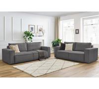 Ensemble canapé droit fixe 3 + 2 places NIHAD velours côtelé gris foncé BOBOCHIC 5 places Gris foncé
