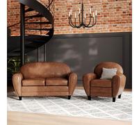 Ensemble canapé et fauteuil camel 3 places - club