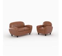 Ensemble canapé et fauteuil camel 3 places - Club - Maison Pavane