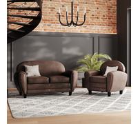 Ensemble canapé et fauteuil marron 3 places - club