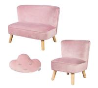 Ensemble Canapé + Fauteuil + Coussin Décoratif Nuage Lil Sofa Rose Pastel TU