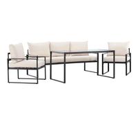 Ensemble canapé fauteuils et table de jardin Catania noir et beige.