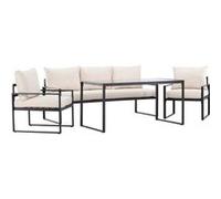 Ensemble canapé fauteuils et table de jardin Catania noir et beige Beige G