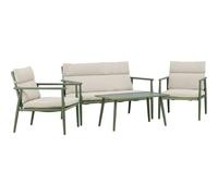 Ensemble canapé, fauteuils et table en acier Mazzaro vert.