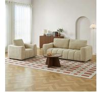 Ensemble canapé fixe 3 places + fauteuil 1 place KEREA tissu taupe
