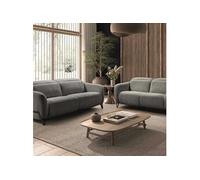 Ensemble Canapé relax électrique + canapé fixe tissu polyester gris - AMSTEN -