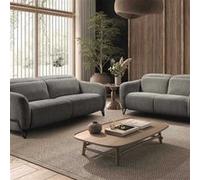 Ensemble Canapé relax électrique + canapé fixe tissu polyester gris - AMSTEN - ALTOBUY Gris G