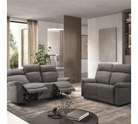 Ensemble Canapés Fixe 2P et Relax Electrique 3P Tissu Gris - HUESCA - ALTOBUY Gris G