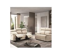 Ensemble Canapés Fixe 2P et Relax Manuel 3P Tissu Ivoire - HUESCA - ALTOBUY Beige G
