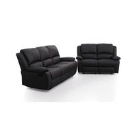 Ensemble canapés relax manuels LEO 3 + 2 places en simili - Noir - LOUNGITUDE