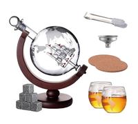 Ensemble carafe à décanter et verre en forme de globe avec 2 verres, 9 glaçons, dessous de verre en bois, distributeur de whisky doré, bouchon hermétique pour vin, whisky, scotch, vodka. Coffret