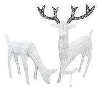 Ensemble Cerf & Biche Dorée 120 LED Blanc Froid Décoration de Noël Extérieur