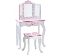 Ensemble chaise haute pour enfant - Coiffeuse en bois rose et blanche