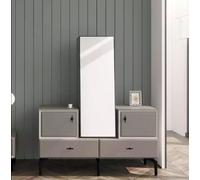 Ensemble chambre à coucher gris Lit designer Commode Armoire de luxe 5pcs