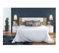 Ensemble chambre à coucher, tête de lit + 2 tables chevets coloris blanc, chêne cambrian