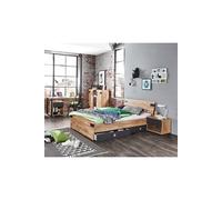 Ensemble chambre adulte Imitation chene poutre, rechampis graphite - 140 x 200 cm --