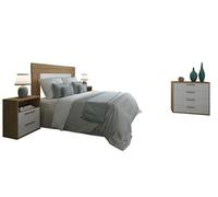Ensemble chambre adulte ( tête de lit + chevet + commode ) coloris chêne Albar /blanc - -