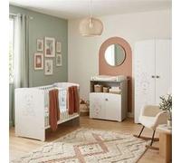 Ensemble chambre bébé 3 pièces BABY PRICE Teddy Lit 120x60 + commode + armoire Blanc G