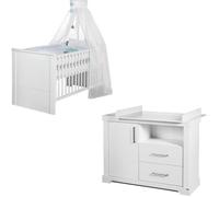Ensemble Chambre Bébé ROBA Duo Maxi - Lit 70x140 cm + Grande Commode à Langer - Blanc