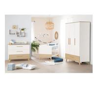 Ensemble Chambre Bébé 'Theo' Trio - ROBA - Lit 70x140 + Commode à Langer + Armoire - Blanc / Chêne