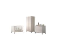 Ensemble Chambre complète enfant EVA - Lit bébé 60x120, commode, plan à langer, armoire 2 portes - Blanc