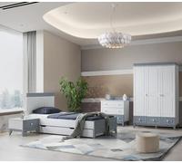 Ensemble chambre d'enfant moderne avec lit table de nuit commode et armoire Elegant