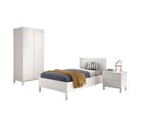 Ensemble chambre eva lit 90x200 + chevet + armoire 2 portes blanc