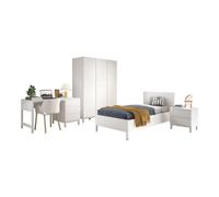 Vipack Ensemble Chambre eva lit 90x200 + chevet + armoire 3 portes + bureau blanc