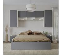 Ensemble chambre haaus Malmo V13, Lit 200 x 160 cm, Chêne Blanc/Anthracite