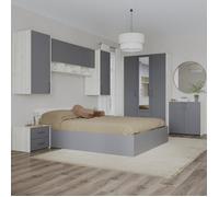 Ensemble chambre haaus Malmo V14, Lit 200 x 140 cm, Chêne Blanc/Anthracite