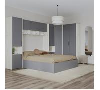 Ensemble chambre haaus Malmo V15, Lit 200 x 160 cm, Chêne Blanc/Anthracite