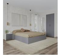 Ensemble chambre haaus Malmo V16, Lit 200 x 160 cm, Chêne Blanc/Anthracite