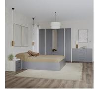 Ensemble chambre haaus Malmo V9, Lit 200 x 140 cm, Chêne Blanc/Anthracite
