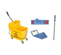 Ensemble Chariot 20L avec Presse à Plat et Ensemble Balai à Plat Microfibre